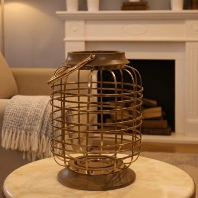 Antique Brass Glow Lantern- Candle Holder